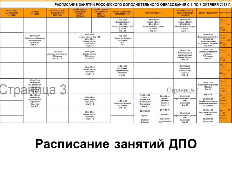 Расписание занятий ДПО